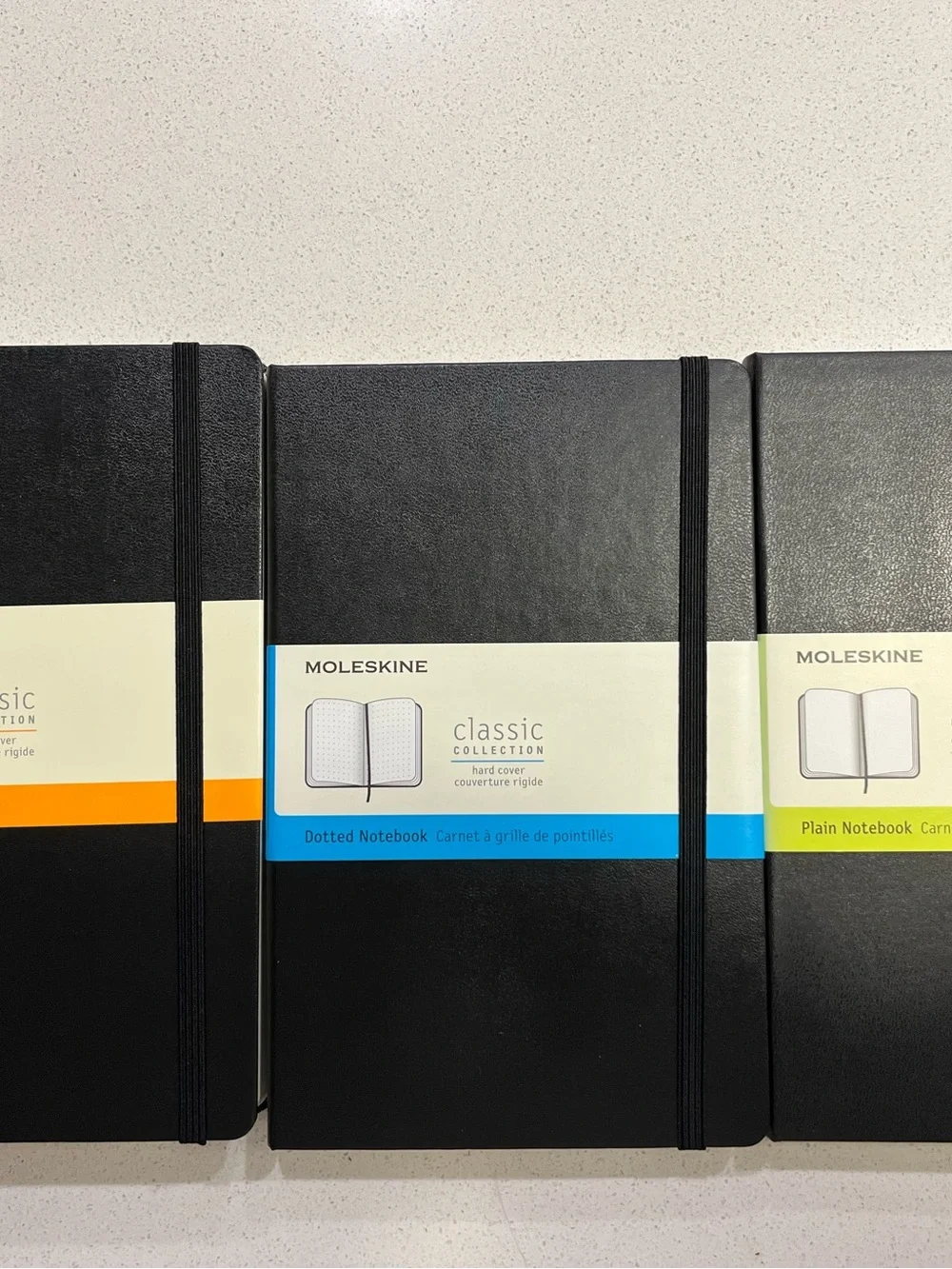 New! LOT of 3 Moleskine Classic Hard Cover Notebooks: Ruled, Plain, & Dotted